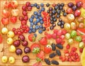 A variety of fresh berries on a wooden background Royalty Free Stock Photo